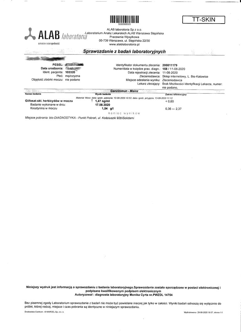 Glifosat w żywności i wodzie